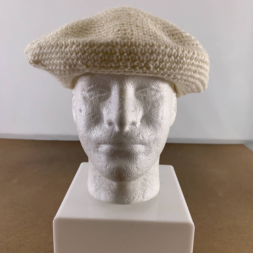 ASOS Womens Chunky Crochet Beret Ivory Acrylic Winter Casual‎ Hat One Size New